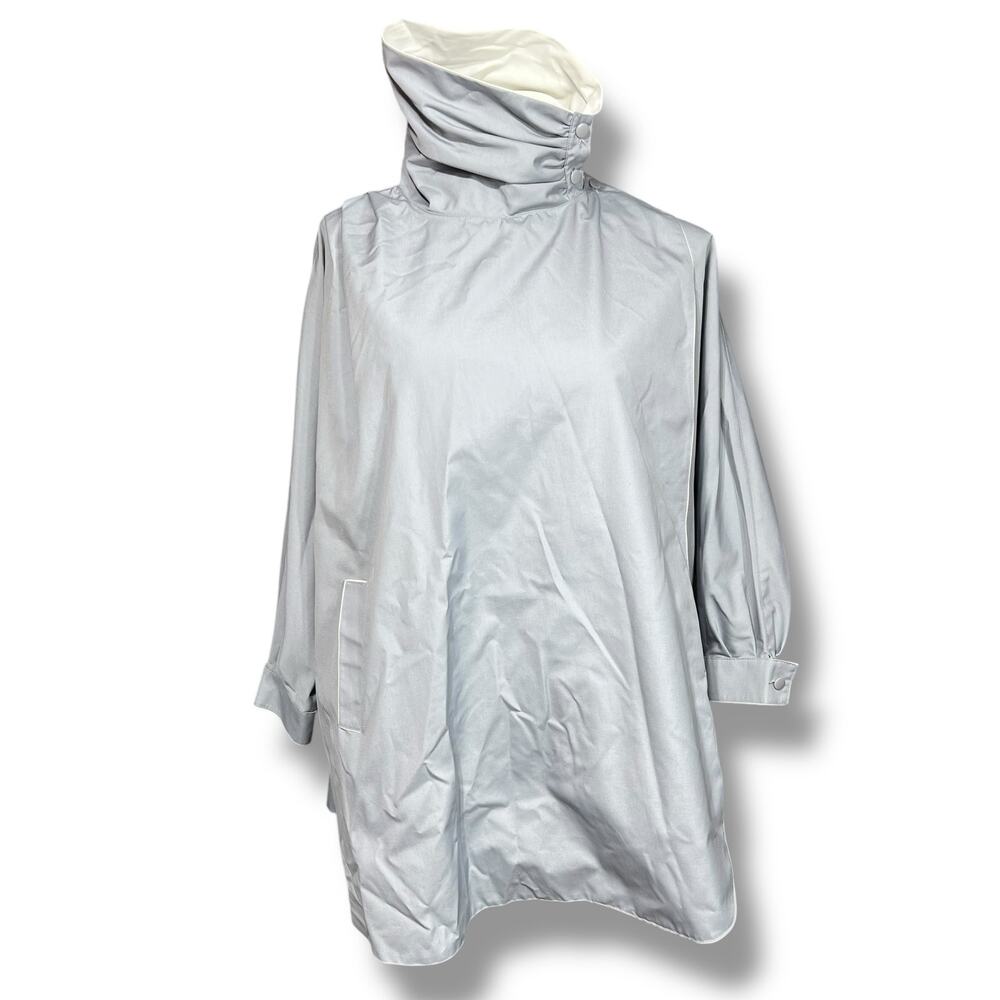 Vintage Braetan Womens Cape Jacket Oversized Lightweight Blue Gray Classic Large